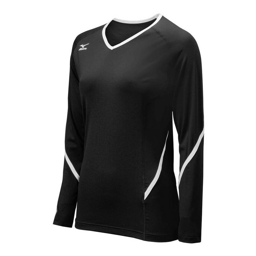 Mizuno Techno Generation Long Sleeve Női Mezek Fekete/Fehér DWY256173